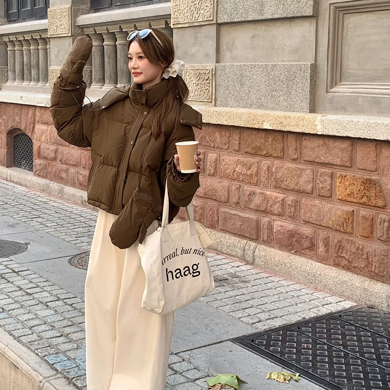 Woherb Glove Style Candy Color Down Jacket Female Short Style 2024 Winter Fashion Dopamine Small Bread Clothes Coat Tide-Outfit Ideas