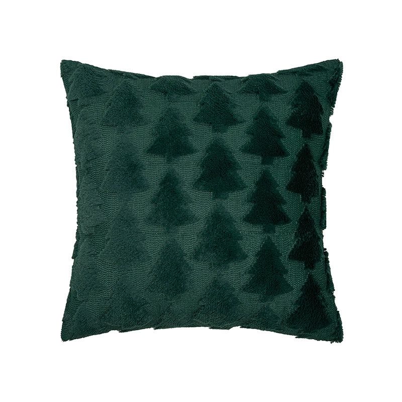 Christmas Pillow Case Plush Snowflake Christmas Tree Embroidered Hair Living Room Sofa Cushion Holiday Party Decorative Pillow Case