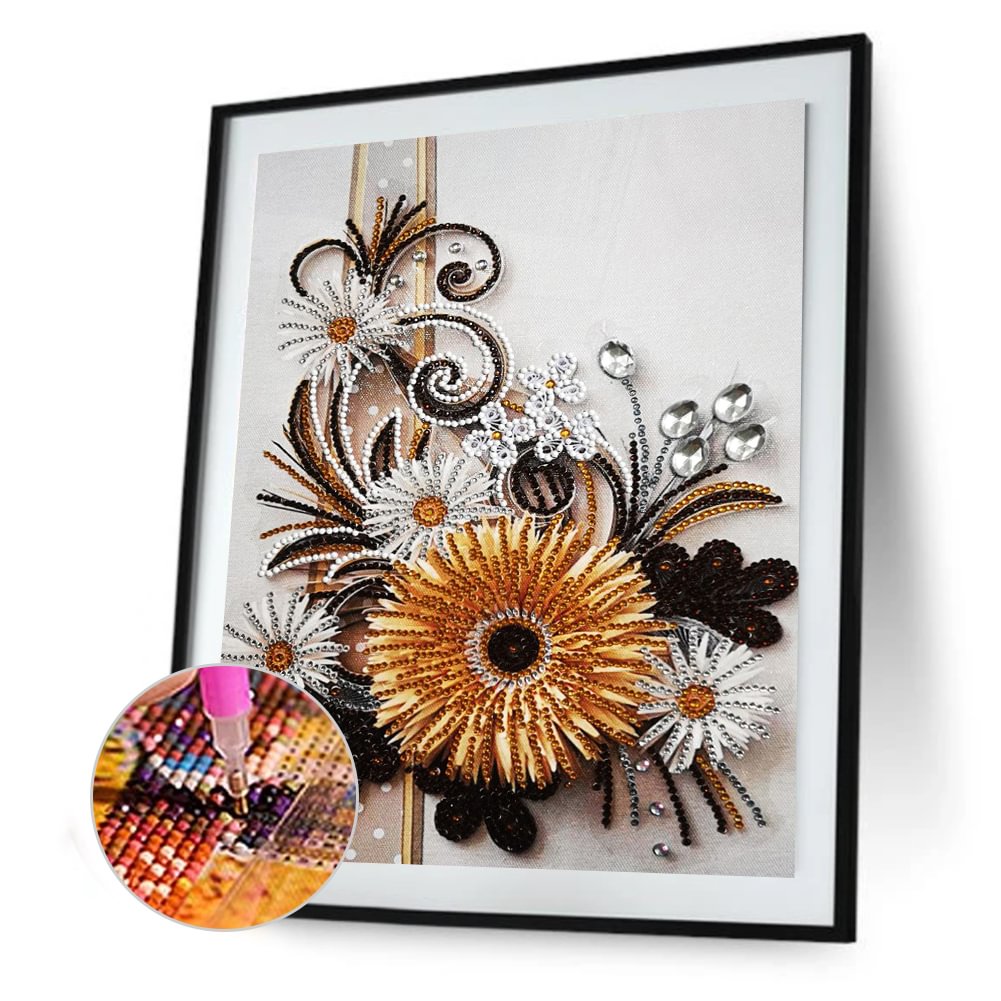 Crystal Rhinestone Diamond Painting Quilling Flower (40*30cm)