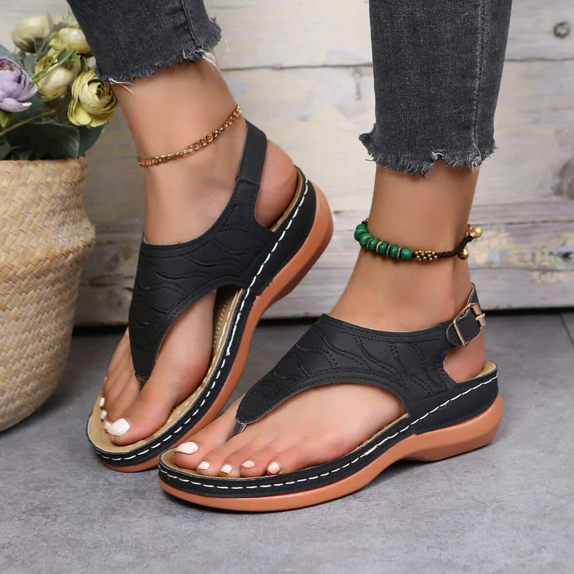 Leather Orthopedic Arch Support Sandals Diabetic Walking Sandals