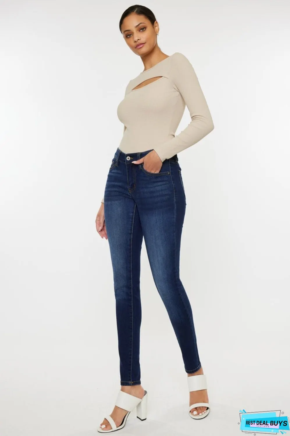 Kancan Mid Rise Gradient Skinny Jeans