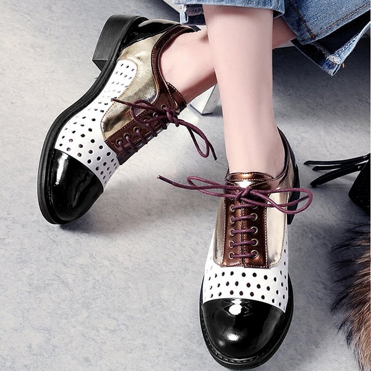 Multi-color Women's Oxfords Hollow out Lace up Comfortable Vintage Shoes |FSJ Shoes