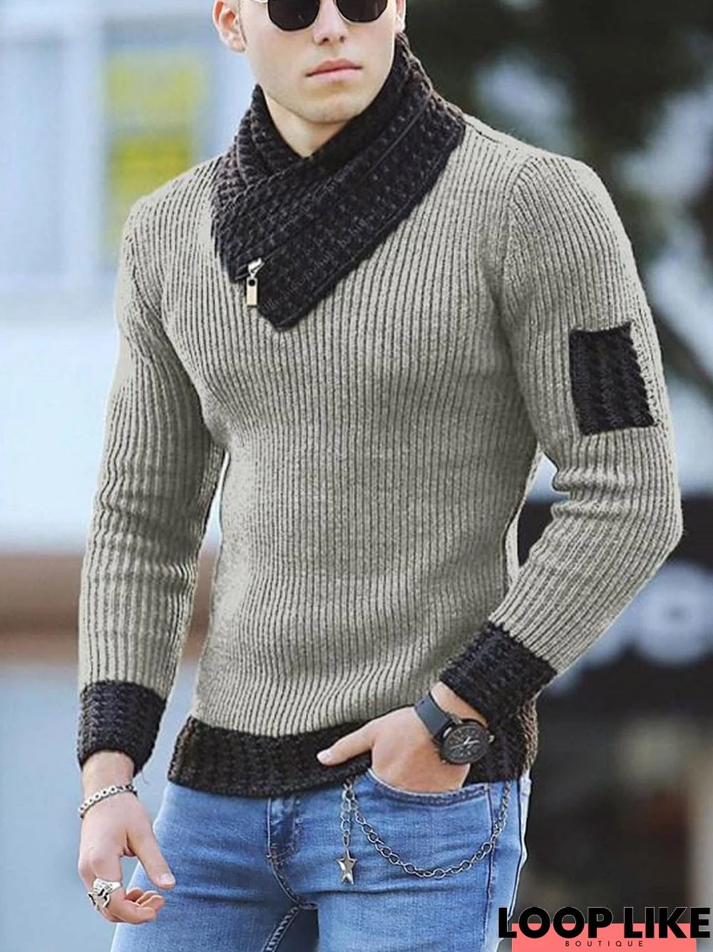 Men's Casual Pullover Long Sleeve Turtle Neck