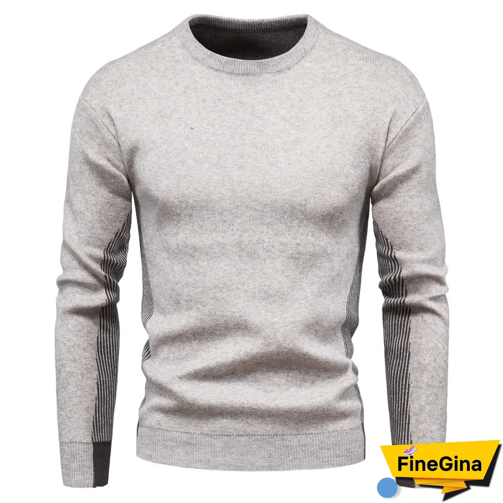 Round Neck Contrast Color Men's Sweater