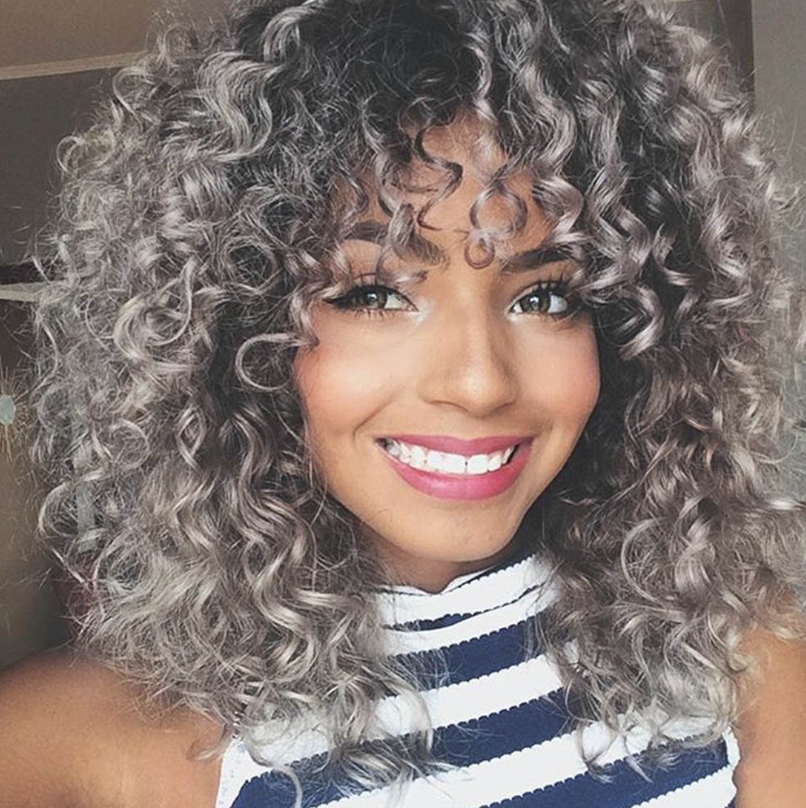 Mature Ladies Beauty Synthetic Curly Wig Headgear