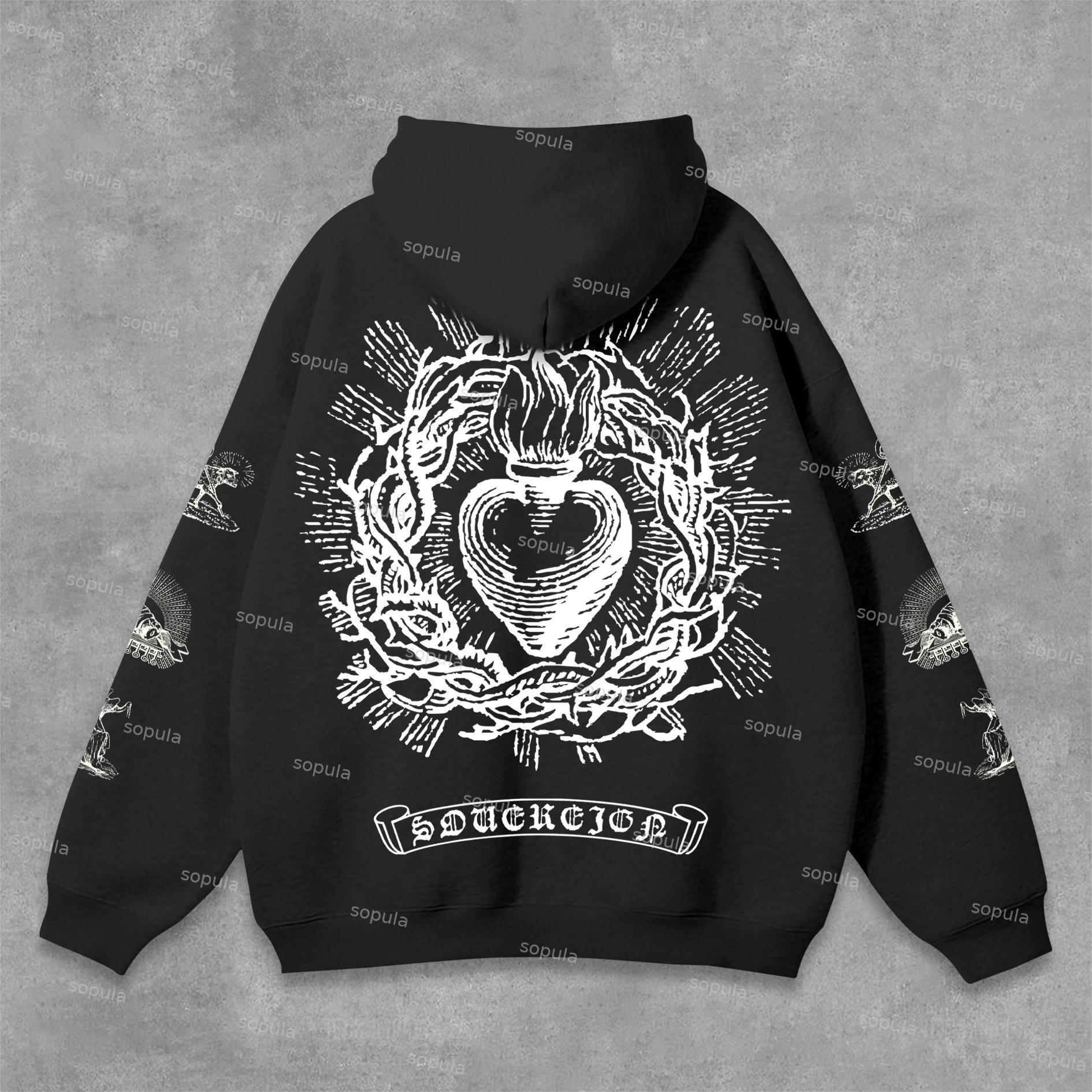 Sopula Unisex Men's Sovereign Faith Sacred Heart Graphics Pocket Hoodie