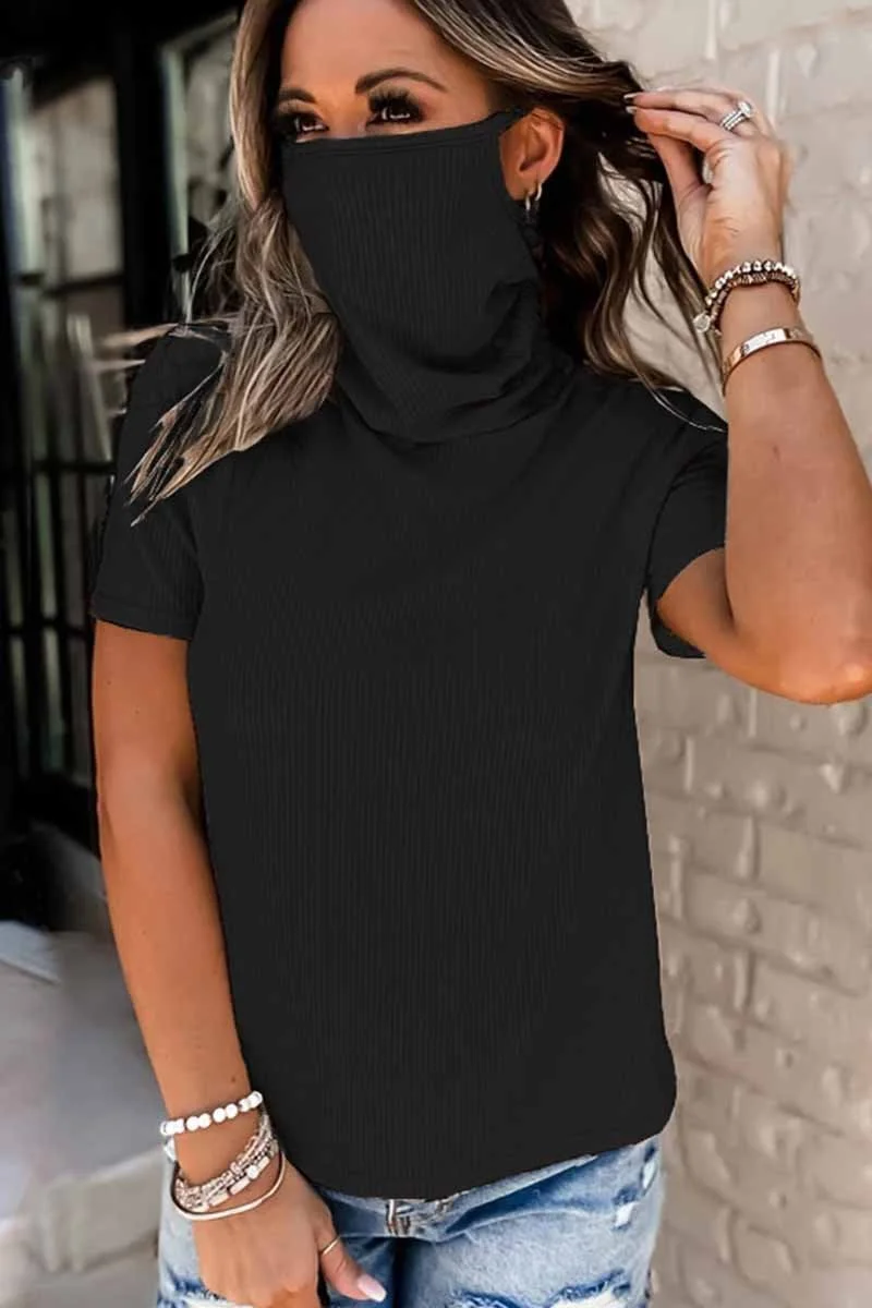 Pure Color Loose Pile Pile Tie Mask Tops