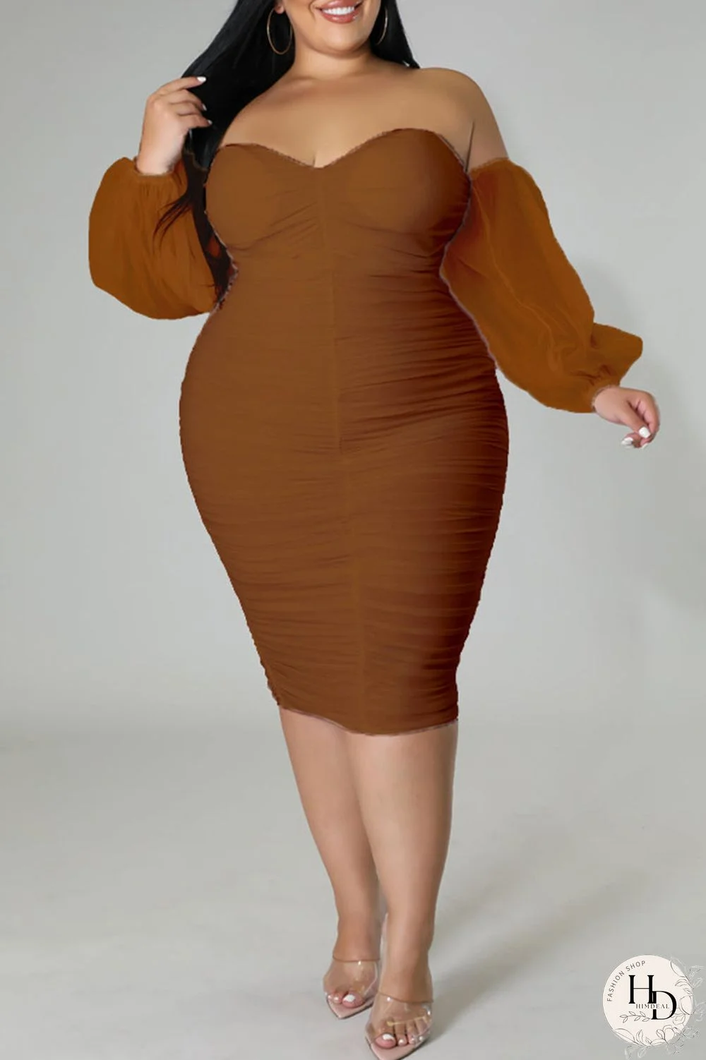 Rose Red Sexy Solid Patchwork Off the Shoulder One Step Skirt Plus Size Dresses