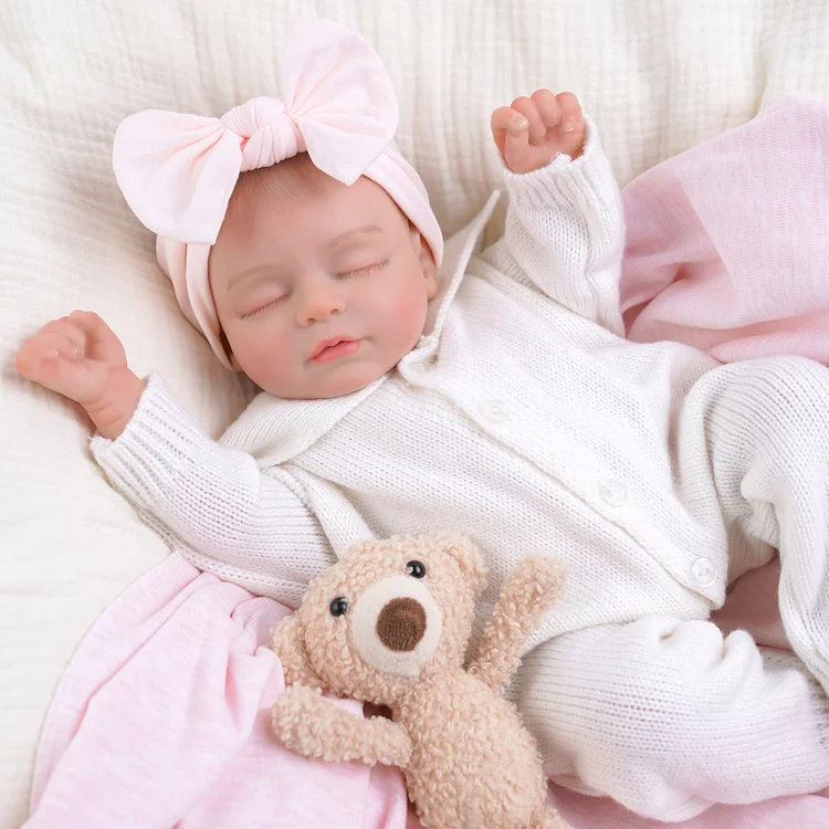 Babeside Leo 17'' Reborn Baby Doll Lifelike Sleeping Girl Lovely Pure Angel White