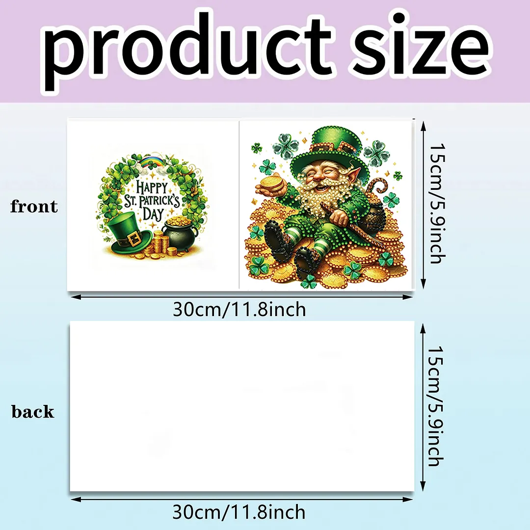 6Pcs St.Patrick Day Elves DIY Diamond Painting Greeting Card Set with Envelopes Diamond Art Handmade Cards for Beginner Adult Holiday Gifts