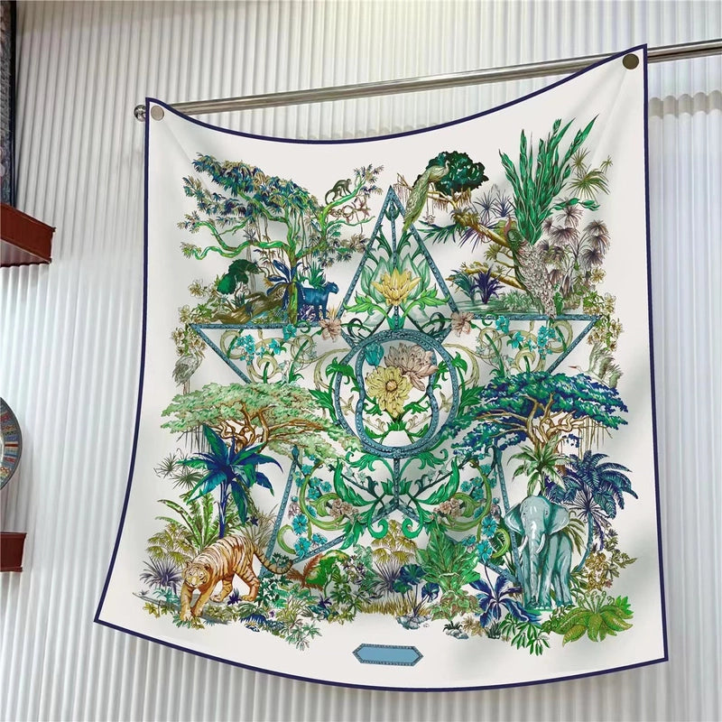 90cm * 90cm Hangzhou High Quality Twill Forged Large Square Scarf Fashion Printed Scarf Sunscreen Shawl Scarf