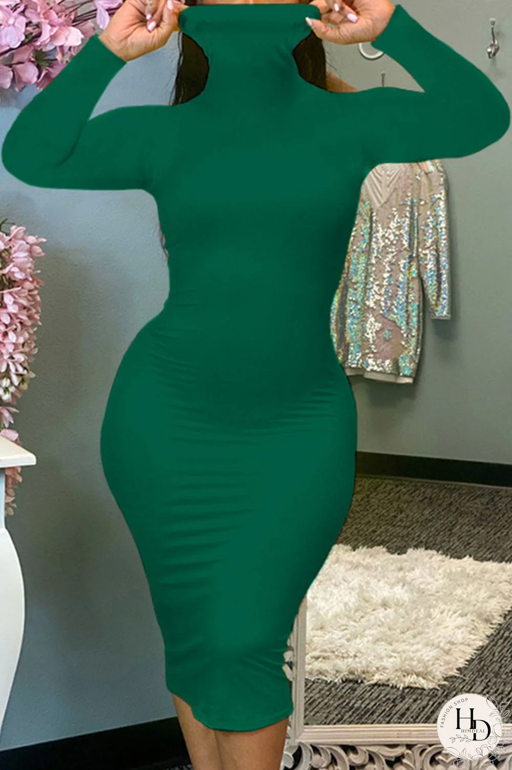 Red Sexy Solid Patchwork O Neck Pencil Skirt Dresses