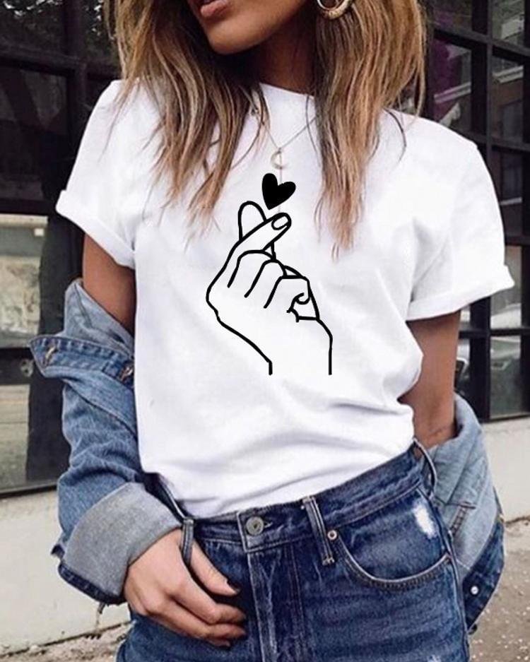 Casual Finger Than Heart T Shirt