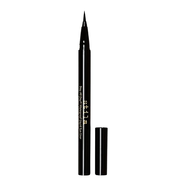 stila Waterproof Liquid Eye Liner, Stay All Day Makeup with Fine Brush Tip Lasting Satin Finish, Smudge-Proof & Transfer-Resistant Regular - Intense black 1 Count (Pack of 1)
