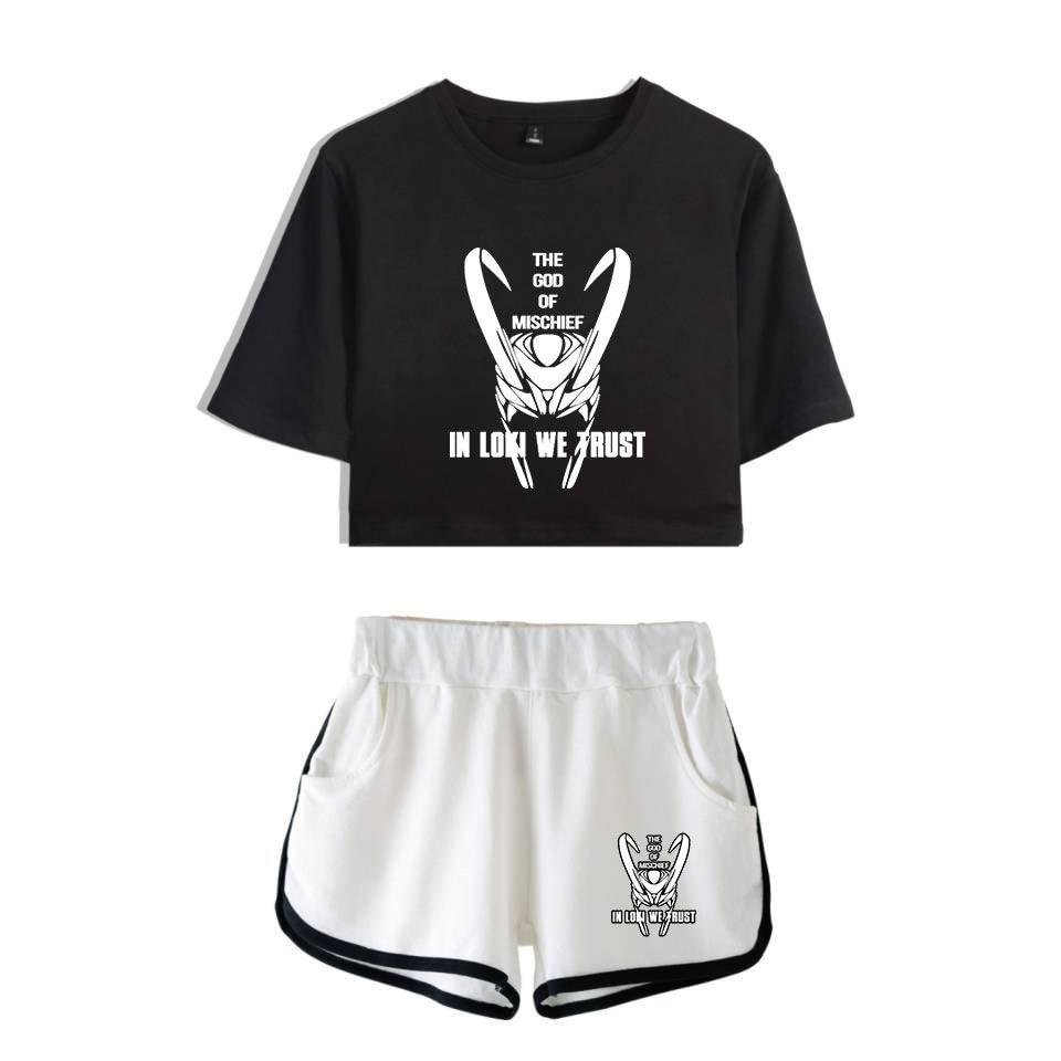 Loki 2021 Short-Sleeved Shirts Shorts Suit Summer 2 Pieces Outfits Boys Girls Wear