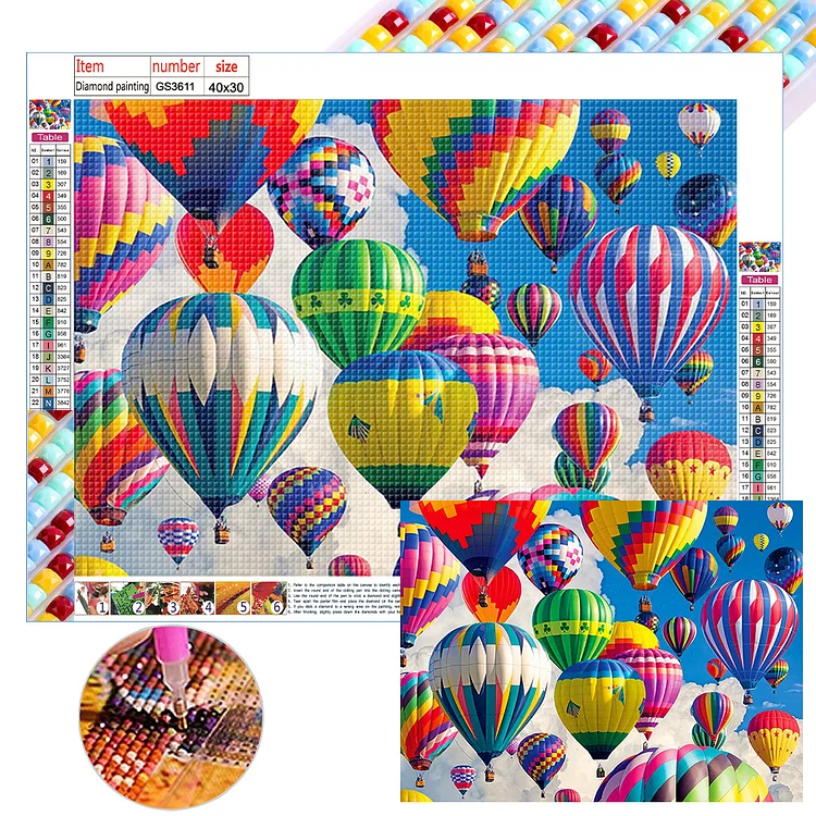 【HUGE 75% OFF SALE】5D DIY Full Square Drill Diamond Painting Hot Air Balloon Home Decor Art Craft