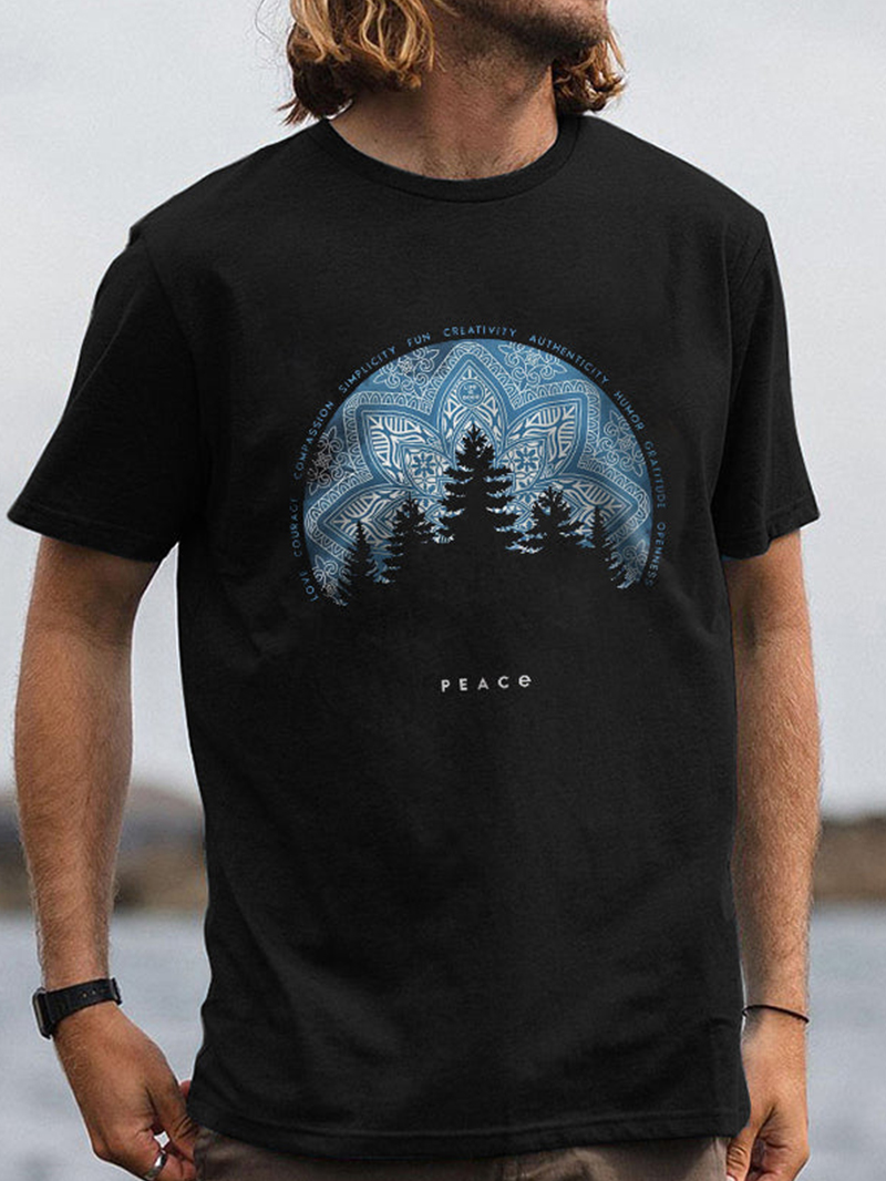 Outdoor Trendy Printed Crew Neck T-Shirt