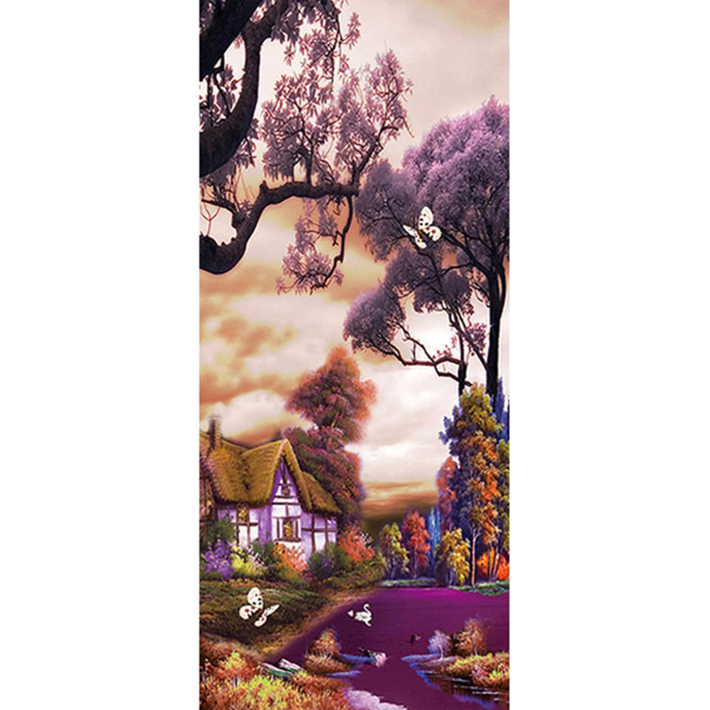 

40x85cm Round Drill Diamond Painting-Purple House, 501 Original