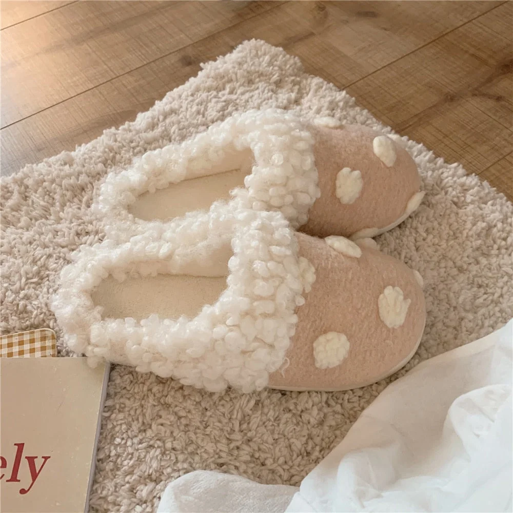 2022 Winter Women Slipper Lovely Bear Cartoon Plush Cotton Home Slippers Female Indoor Household Anti-Skid Thick Bottom Slipper