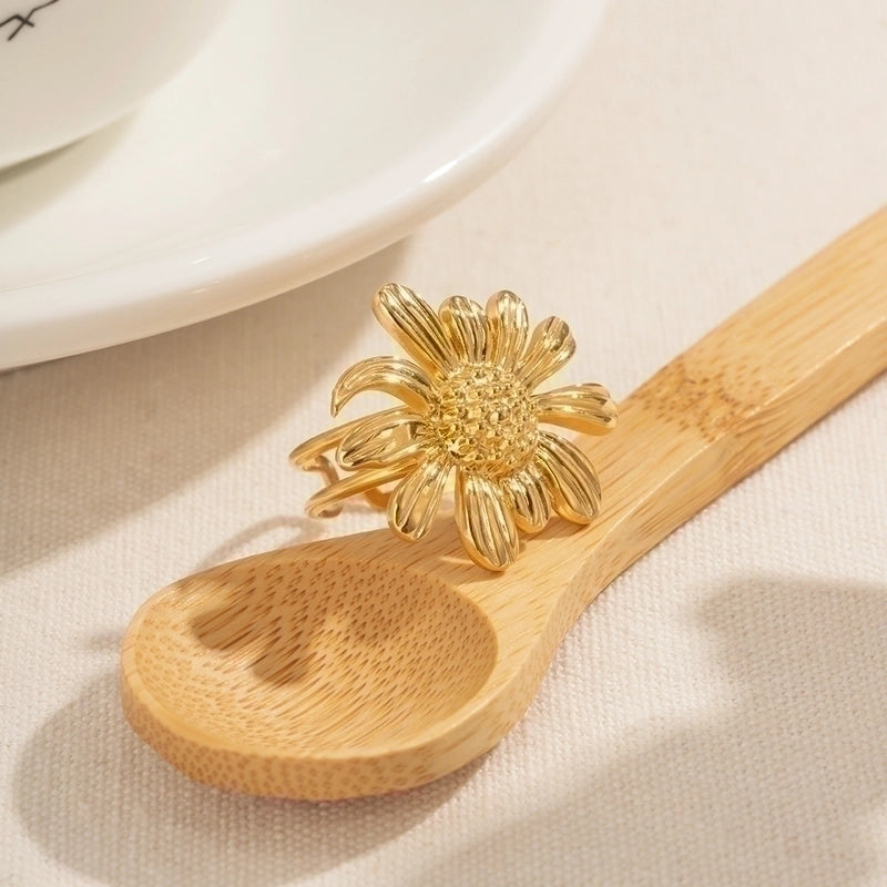 IG Style Sunflower 304 Stainless Steel Plating Open Ring