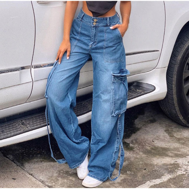 LANFUBEISI Y2K Low Rise Staright Cargo Jeans Wrap Belt Retro Denim Pants Ruched Drawstring Women Denim Trousers Street Indie Aesthetic Jean Lanfubeisi