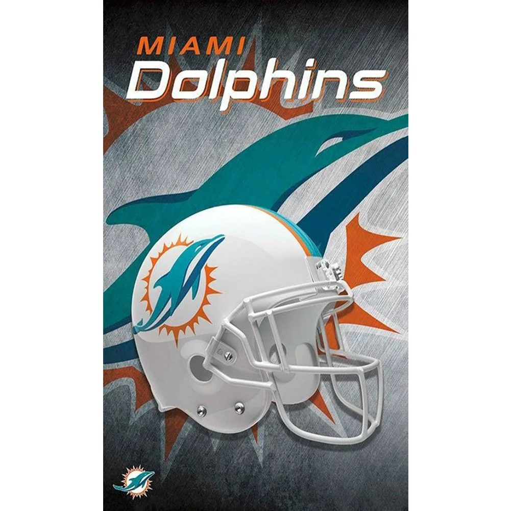 Big Size Round Diamond Painting - Miami Dolphins(35*50cm)