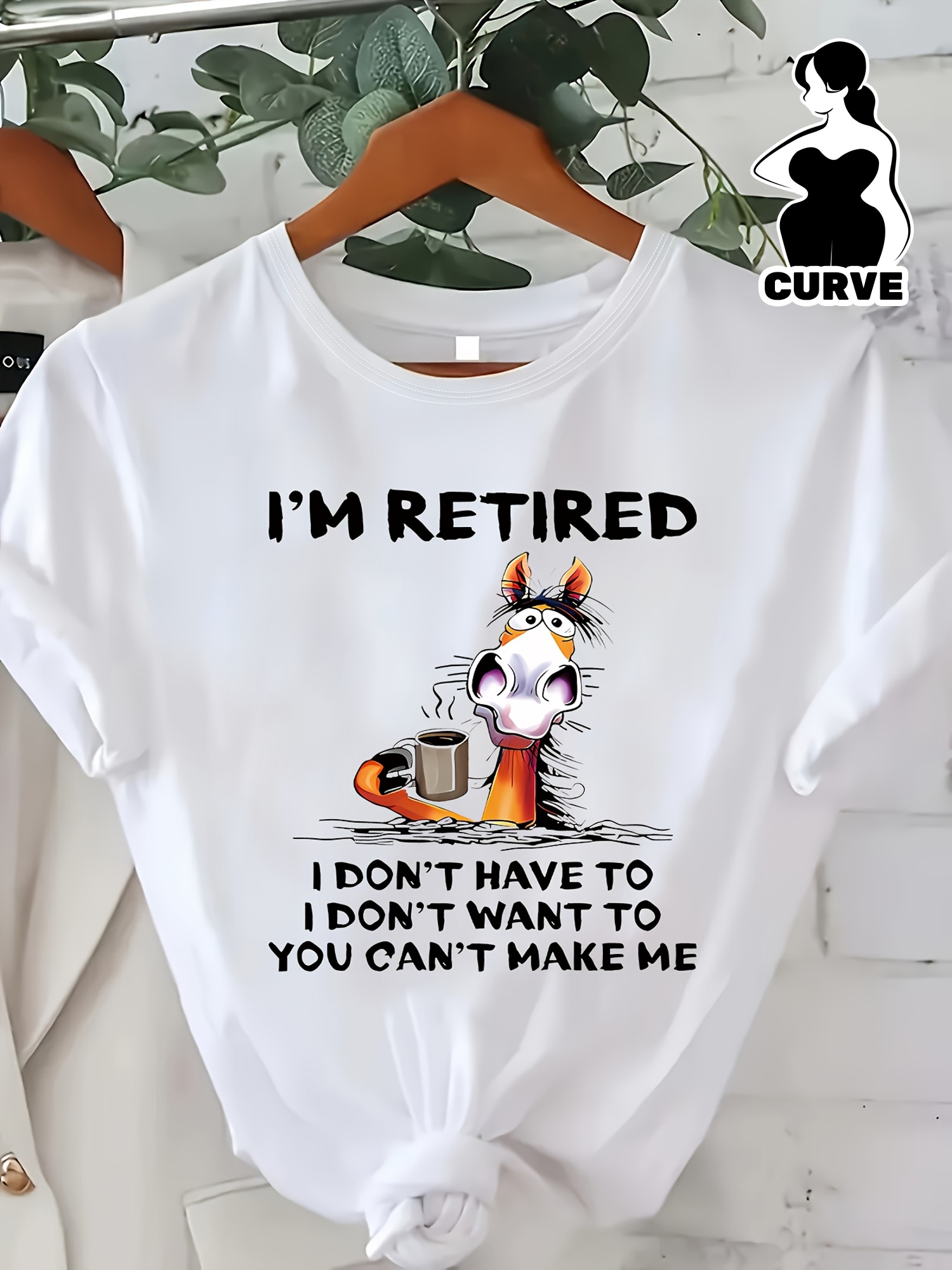 Plus Size Women's Casual T-Shirt With Humorous "I'm Retired" Cat Print - Short Sleeve, Round Neck, Polyester Blend, Machine Washable - Perfect For Everyday Fashion, Cat Shirt | IFYHOME
