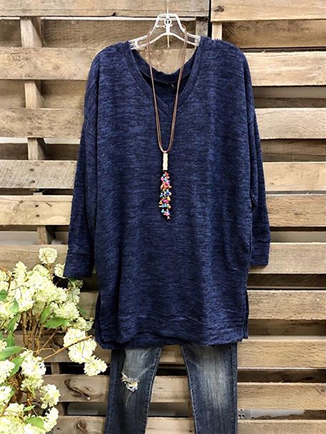 Long Sleeve V Neck Women's Sweatshirt-Mayoulove