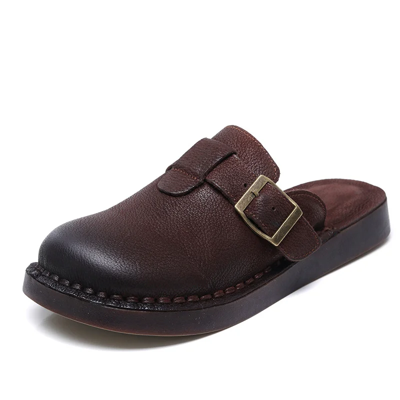 Yyvonne Cowhick Retro Birken Shoes Half-Slippers Women Thick Summer New Lazy Outside Wearing Bag Head Slippers