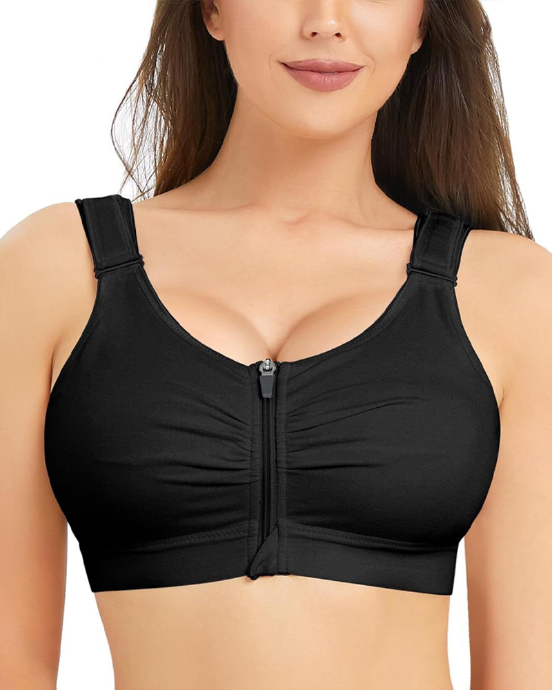Zippered Push-Up Fitness Breathable Shaping Bra
