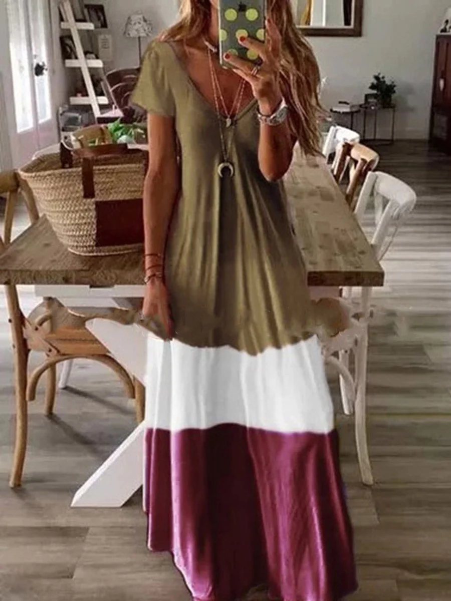 V-neck Striped Dress