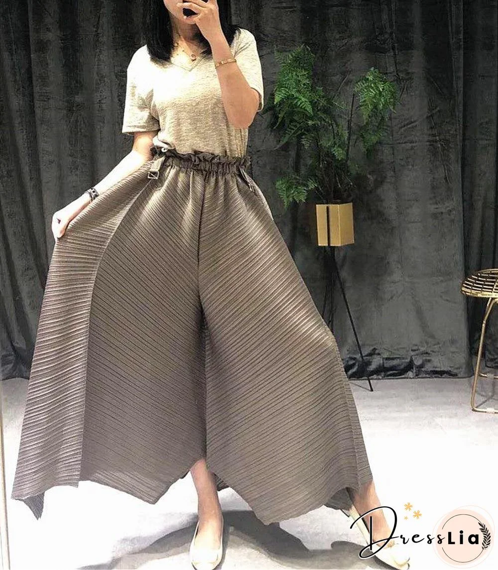 Pleated women harem pants plus size high waist pleated wide leg flare pants Girdle of waist aesthetic harajuku pants
