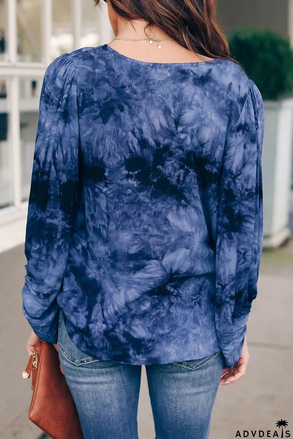 Tie Dye Balloon Sleeve Top