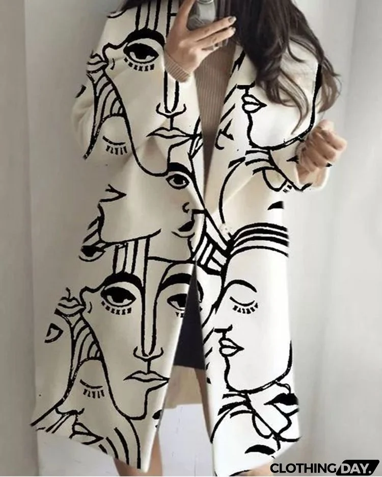 Women Fashion Autumn And Winter Long Sleeve Lapel Over Coat