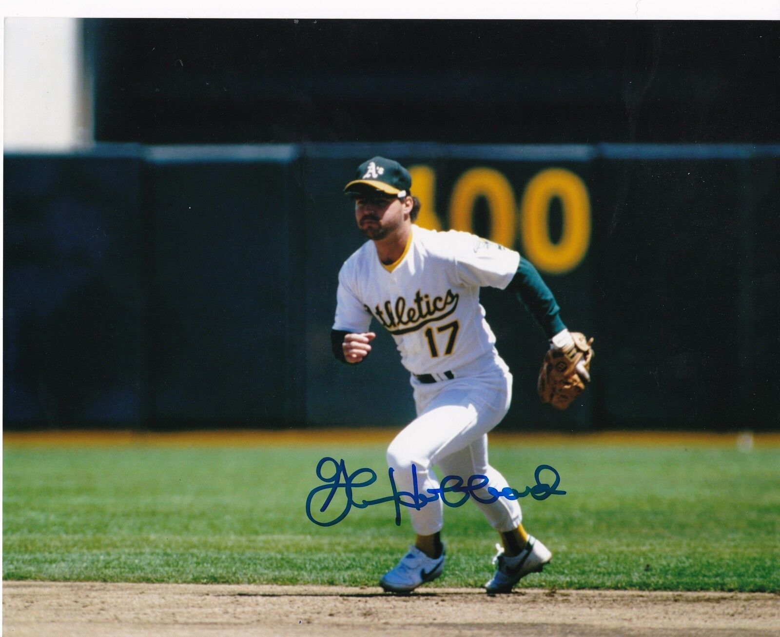 GLEN HUBBARD OAKLAND A'S ACTION SIGNED 8x10