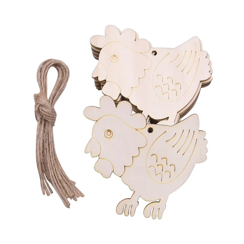 10pcs Wooden Easter Egg Wood Slices Pendant Ornaments Wedding Party Decoration Graffiti Egg Craft Hanging Kids Gift Easter Party