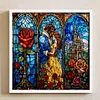 Stained Glass-Beauty And The Beast-Full Embroidery 2 Strands 14CT Stamped Cross Stitch-50*50CM