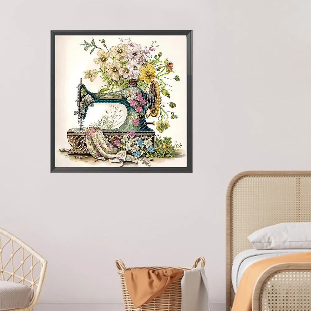 Diamond Painting - Partial Special Shaped Drill - Sewing Machine(Canvas|30*30cm)