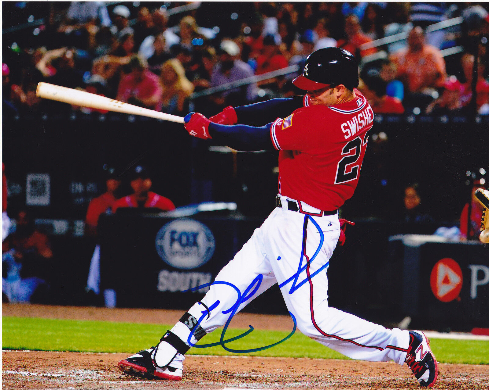 NICK SWISHER ATLANTA BRAVES ACTION SIGNED 8x10