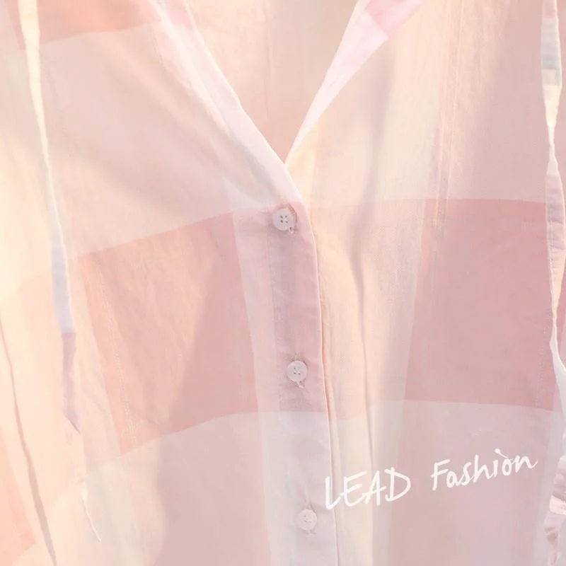 Uveng Uveng Lattice Hooded Sunscreen Woman 2025 Spring And Summer New Korean Version Of Loose Casual Shirt Thin Top Card