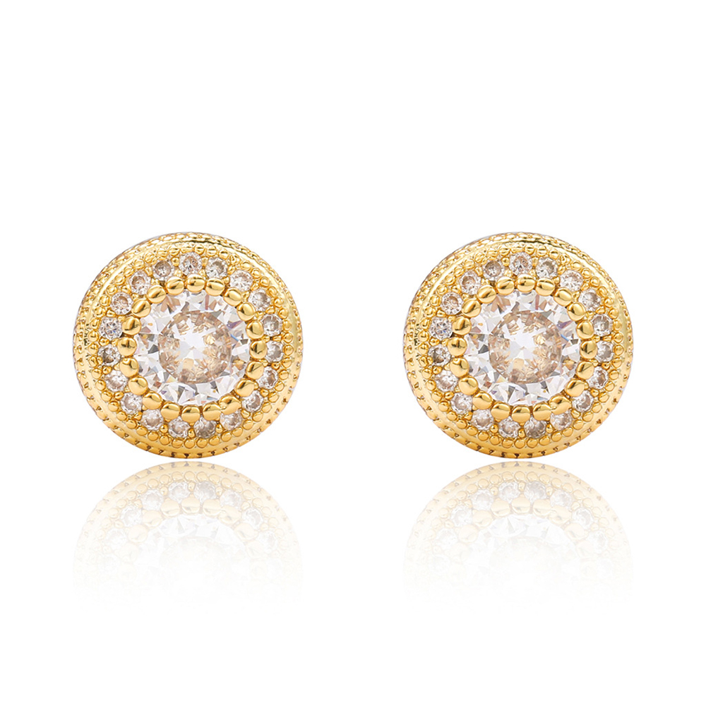 Round Iced out Cubic Zirconia Gold/Silver Plated Earrings