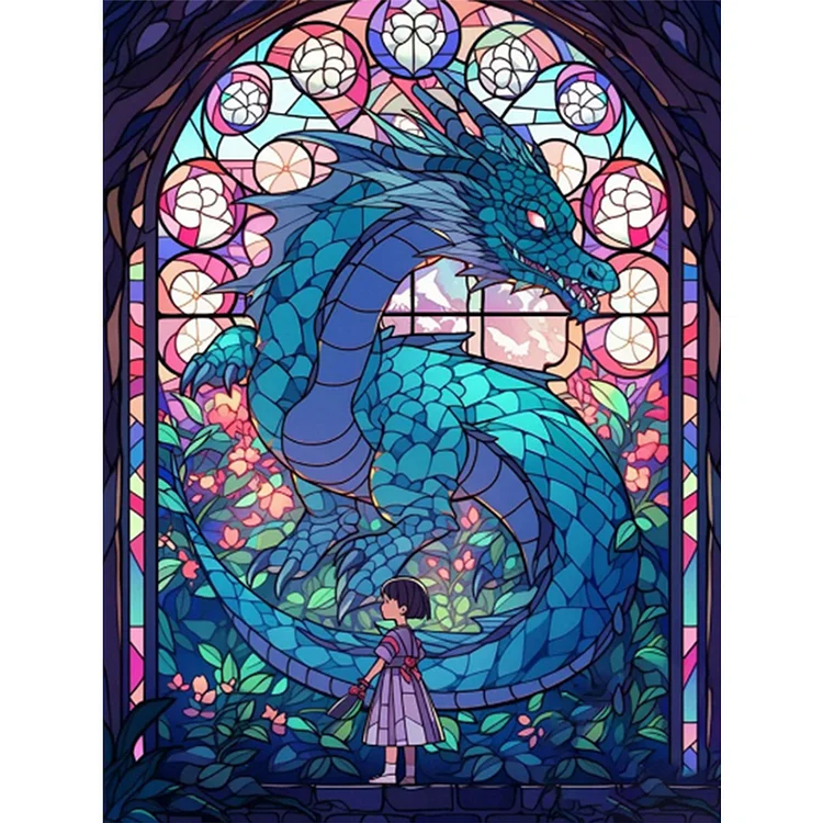 Glass Painting-Dragon - Painting By Numbers - 30*40CM