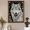 Wolf Premium 5D Diamond Painting Kit Black & White Pearls painting Sparkling Special Shaped Diamond painting