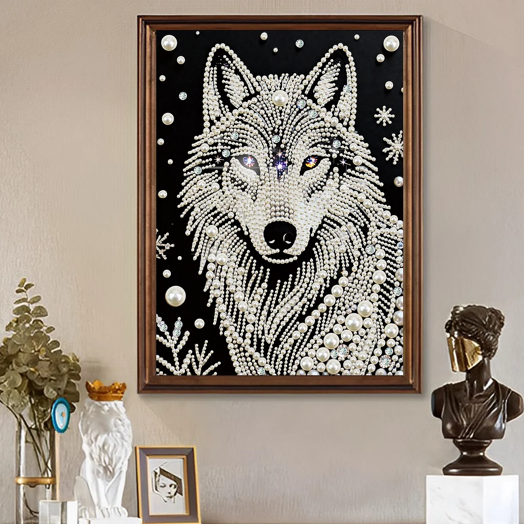 Wolf DIY Pearl Painting Kit for Adults Home Wall Decor 30x40cm Without Frame