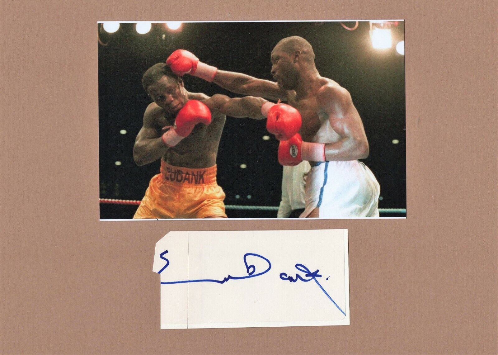 BOXING - CHRIS EUBANK personally signed card + picture display - good