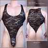 Men's Sheer Lace One Piece Bodysuit Breathable Thong Lingerie | Thong Back Design - This men's sheer floral lace one piece bodysuit features a breathable front pouch and an open thong back