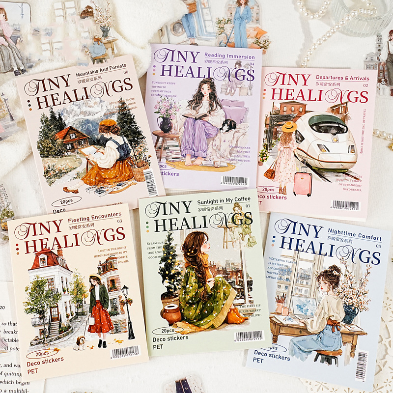 PET 스티커 - 연간 따뜻함과 평화 시리즈 빈티지 라이프 캐릭터