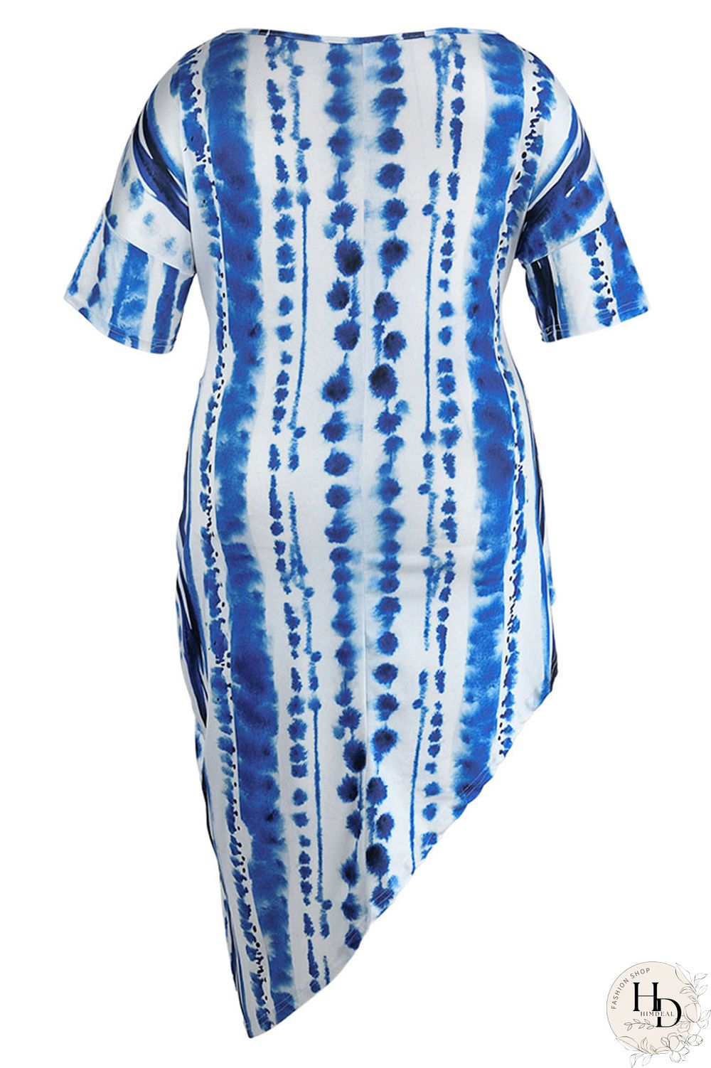 Yellow Fashion Casual Print Bandage Asymmetrical O Neck Plus Size Tops