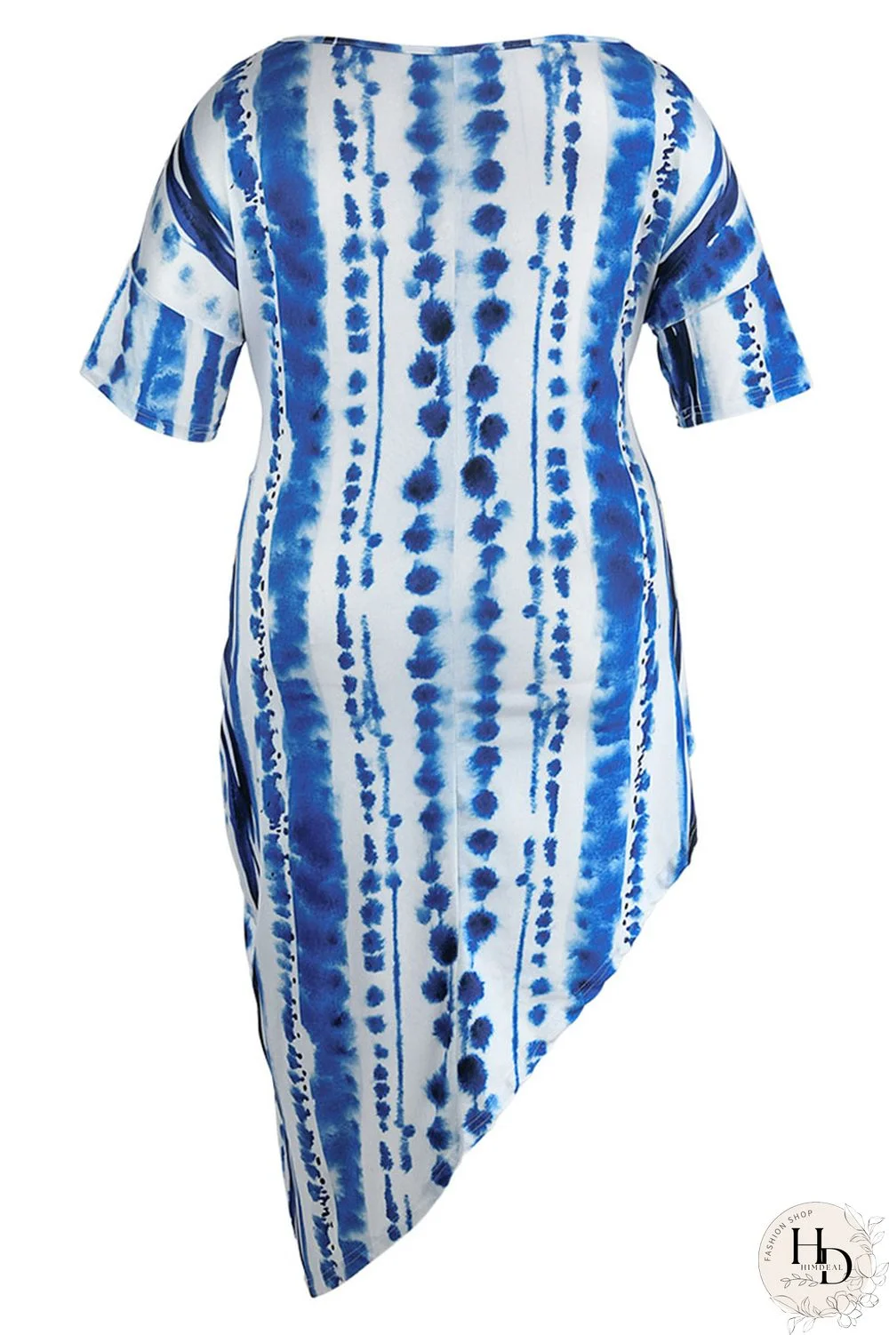 Yellow Fashion Casual Print Bandage Asymmetrical O Neck Plus Size Tops