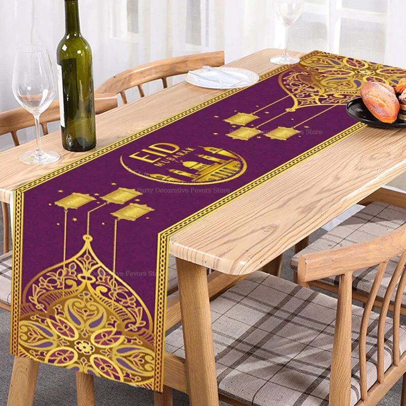 180x35cm Eid Mubarak Table Runner Ramadan Decoration For Home Islamic Muslim Party Decor Ramadan Kareem Eid Al Adha Gift